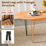 Folding Round Dining Table with Lockable Wheels-Black