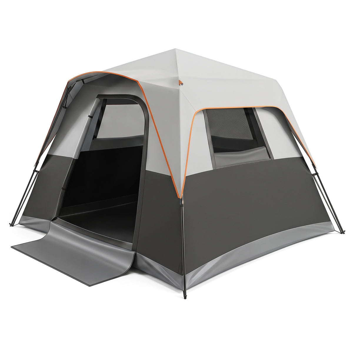 6-Person Outdoor Camping Tent Blackout Easy Setup Instant Cabin Tent with Rainfly and Carrying Bag-Grey