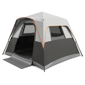 6-Person Outdoor Camping Tent Blackout Easy Setup Instant Cabin Tent with Rainfly and Carrying Bag-Grey
