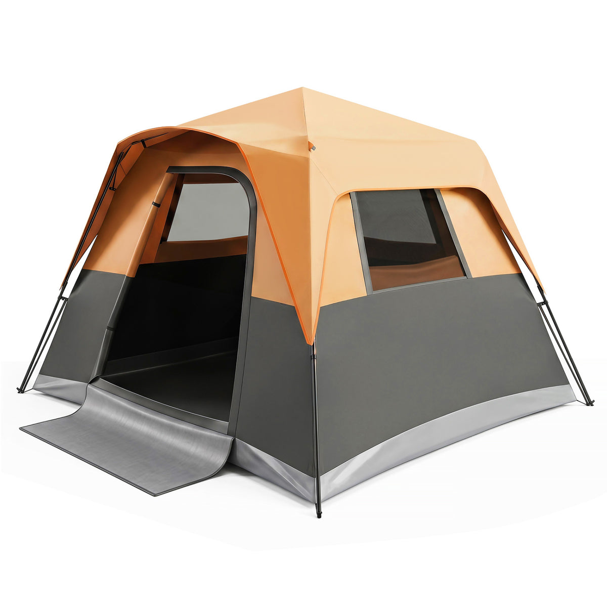 6-Person Outdoor Camping Tent Blackout Easy Setup Instant Cabin Tent with Rainfly and Carrying Bag-Orange