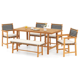 6-Piece Patio Dining Set for 5-6 People Farmhouse Furniture