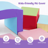 6 Pieces Foam Climbing Blocks Soft Play Climbing for Toddlers with Tunnel-Beige