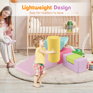 6 Pieces Foam Climbing Blocks Indoor Climb and Crawl Activity Playset with Rectangles-Multicolor