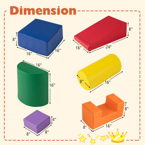 6 Pieces Foam Climbing Blocks Indoor Climb and Crawl Activity Playset with Rectangles-Orange