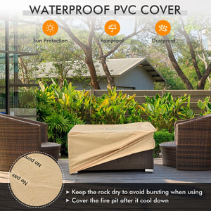 6 Pieces Outdoor Wicker Furniture Set with 32 Inch Propane Fire Pit Table-Black