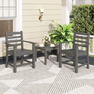 6 Pieces Patio Dining Bench Set Outdoor HDPE Weather Resistant Table and Chairs Set-Grey