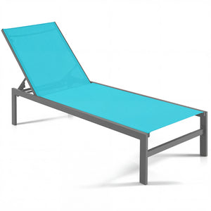 6-Position Chaise Lounge Chairs with Rustproof Aluminium Frame-Turquoise