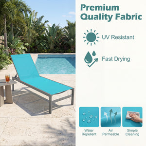 6-Position Chaise Lounge Chairs with Rustproof Aluminium Frame-Turquoise