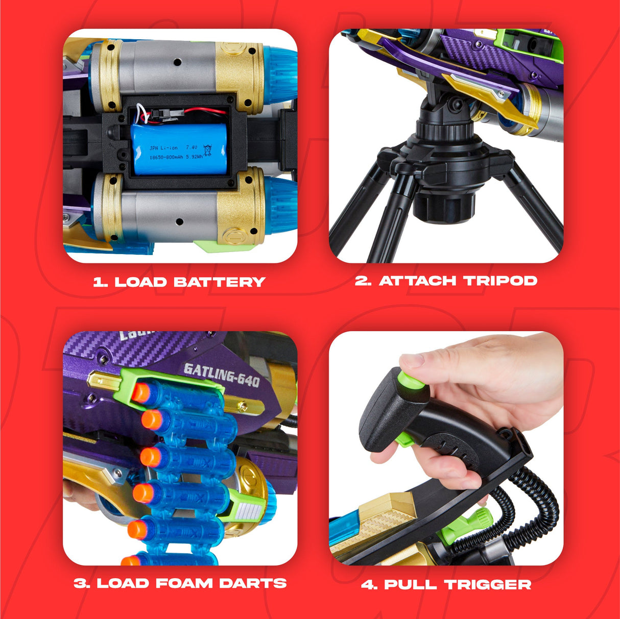 Contixo Electric Foam Dart Blaster - Gatling Style Toy Gun for Kids, Safe Soft Foam Darts, High-Speed Rotating Barrel, Ideal Gift for Action Play by Contixo