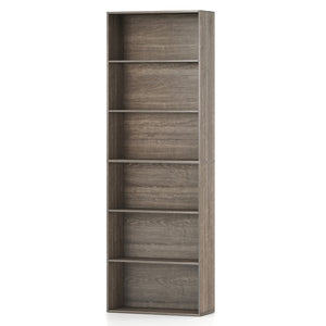 6-Tier Bookcase with 6 Open Shelves and Anti-Toppling Kits-Gray