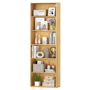 6-Tier Bookcase with 6 Open Shelves and Anti-Toppling Kits-Wood