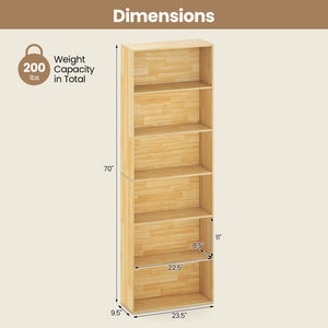 6-Tier Bookcase with 6 Open Shelves and Anti-Toppling Kits-Wood