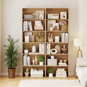 6-Tier Bookcase with 6 Open Shelves and Anti-Toppling Kits-Natural
