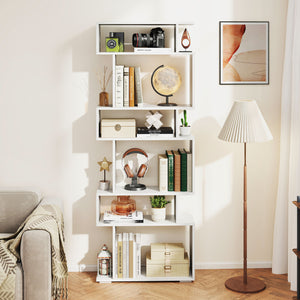 6-Tier Bookcase with Anti-Tipping Kit-White
