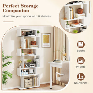 6-Tier Bookcase with Anti-Tipping Kit-White