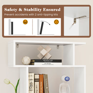 6-Tier Bookcase with Anti-Tipping Kit-White