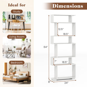 6-Tier Bookcase with Anti-Tipping Kit-White