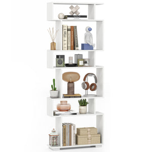 6-Tier Bookcase with Anti-Tipping Kit-White