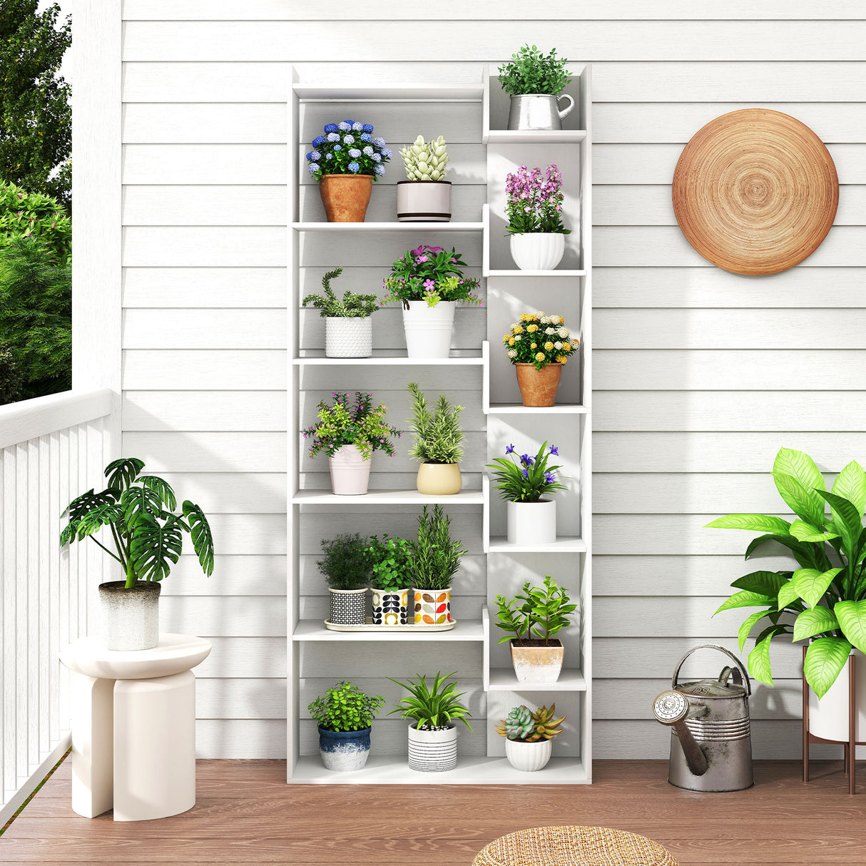 6-Tier Bookshelf Wooden Bookcase with 2 Anti-Tipping Kits Open Display Shelf-White