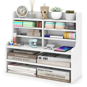6-Tier Compact Storage Rack with 4 Removable Shelves for Small Spaces Home Office-White