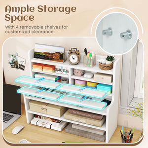 6-Tier Compact Storage Rack with 4 Removable Shelves for Small Spaces Home Office-White