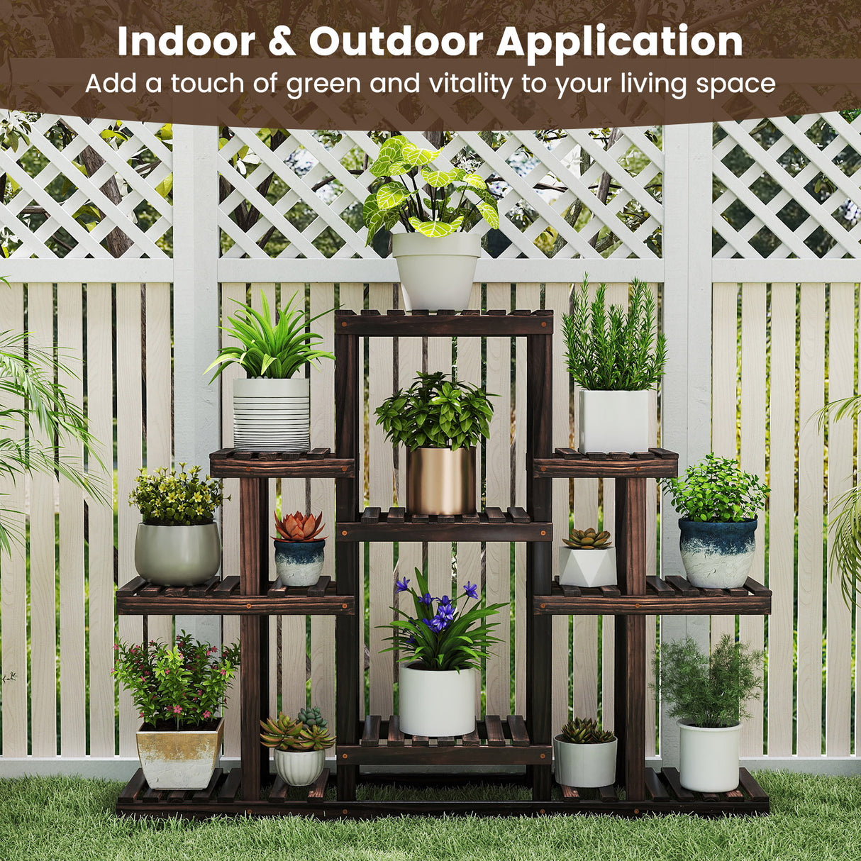 6-Tier Flower Wood Stand Plant Display Rack Storage Shelf