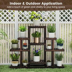 6-Tier Flower Wood Stand Plant Display Rack Storage Shelf