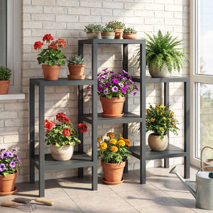 6-Tier Plastic Modular Storage Shelves for Living Room and Kitchen-Gray