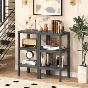 6-Tier Plastic Modular Storage Shelves for Living Room and Kitchen-Gray