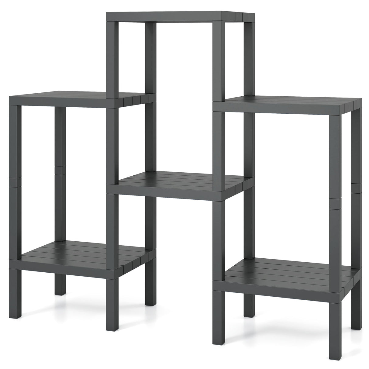 6-Tier Plastic Modular Storage Shelves for Living Room and Kitchen-Gray