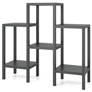 6-Tier Plastic Modular Storage Shelves for Living Room and Kitchen-Gray