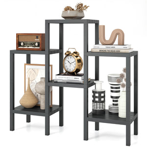 6-Tier Plastic Modular Storage Shelves for Living Room and Kitchen-Gray
