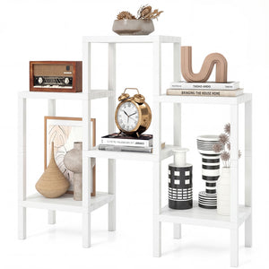 6-Tier Plastic Modular Storage Shelves for Living Room and Kitchen-White