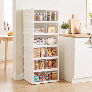 6-Tier Shoe Organizer with Clear Doors and Portable Design for 12 Pairs-White