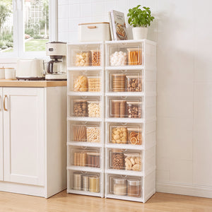 6-Tier Shoe Organizer Set of 2 with Clear Doors and Portable Design for 12 Pairs-White