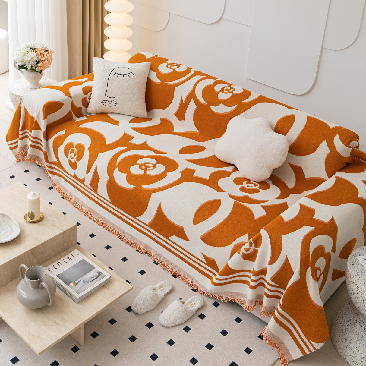 Chenille Sofa Cover Blanket, Couch Cover Blanket Throws for Couches Living Room Furniture Throw Covers