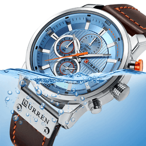 Men's Waterproof Elegant Sport Watch With Chronometers Day View, Leather  Belts And Hardlex Scratch Resistant Glass Perfect Gift For Him
