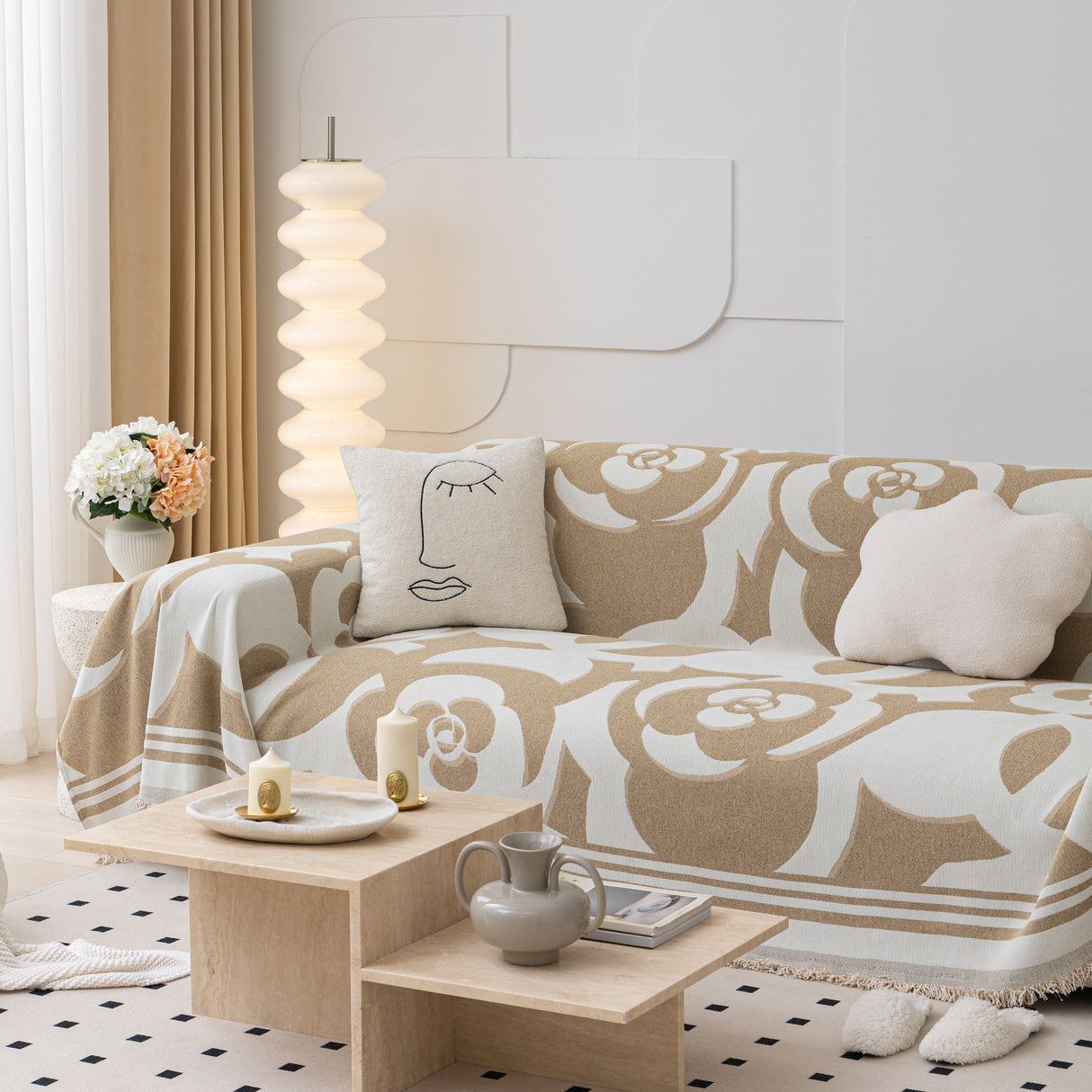 Chenille Sofa Cover Blanket, Couch Cover Blanket Throws for Couches Living Room Furniture Throw Covers