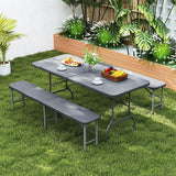 6 Feet Folding HDPE Bench with 1320 LBS Capacity and Handle Lock-Gray