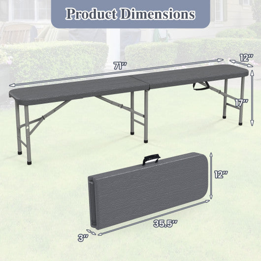 6 Feet Folding HDPE Bench with 1320 LBS Capacity and Handle Lock-Gray
