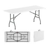 6 ft Portable Folding Table 350 LBS Fold-in-Half Table with HDPE Tabletop-White