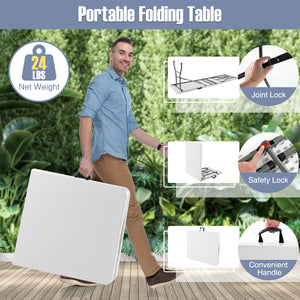6 ft Portable Folding Table 350 LBS Fold-in-Half Table with HDPE Tabletop-White