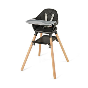 6 in 1 Convertible Highchair with Safety Harness and Removable Tray-Black