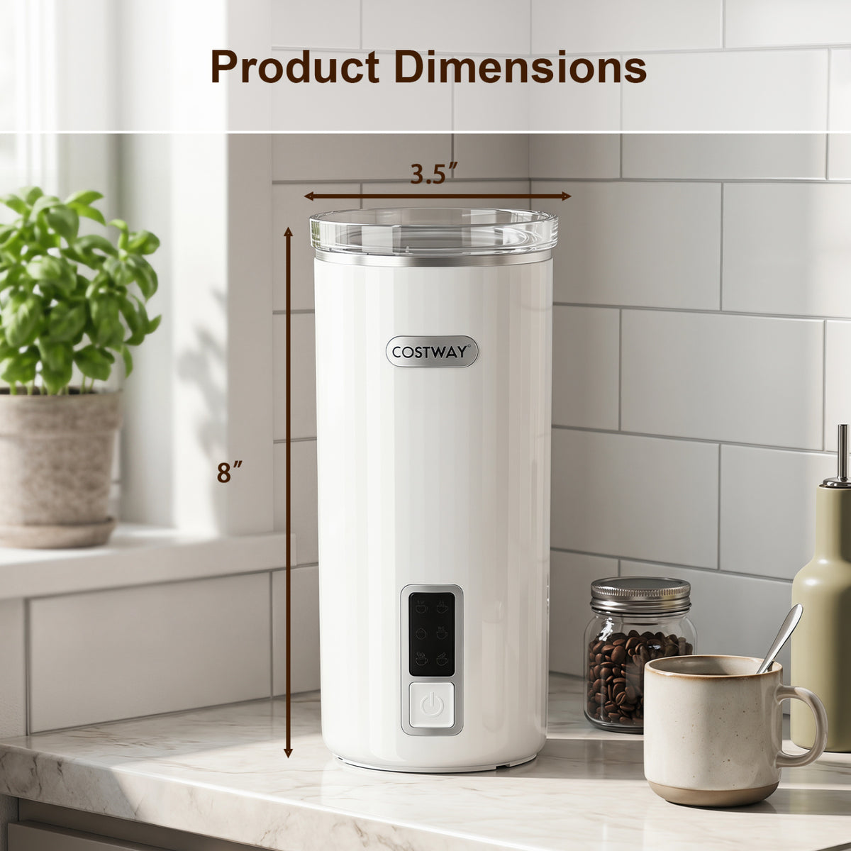 6-in-1 Electric Milk Steamer with Stainless Steel Interior-White