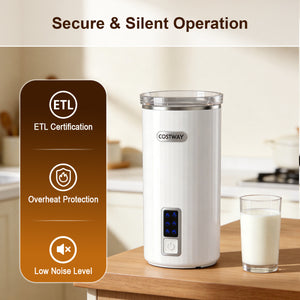 6-in-1 Electric Milk Steamer with Stainless Steel Interior-White