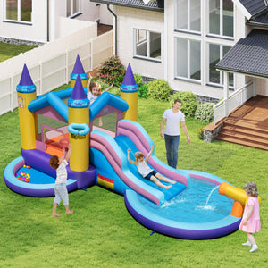 6-in-1 Inflatable Kids Water Park with 678W Blower