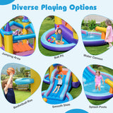 6-in-1 Inflatable Kids Water Park with 678W Blower