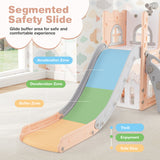 7-in-1 Toddler Swing and Slide Set L-shaped with Ladder and Basketball Hoop-Yellow