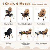 5-in-1 Baby Wooden Convertible High Chair -Gray