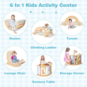 6 in 1 Kids Climbing Arch Playset wIth Removable Cushion and Stoppers-Multicolor